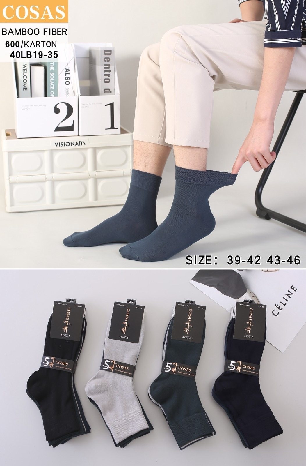 Skarpety MĘSKA .SIZE: 39-46_( 40PAR/PACZKA) KOLOR JAK NA ZDZIĘCIU 4360959