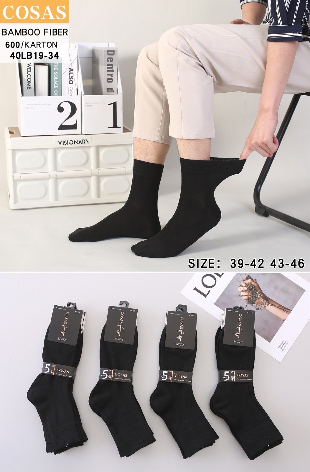 Skarpety MĘSKA .SIZE: 39-46_( 40PAR/PACZKA) KOLOR JAK NA ZDZIĘCIU 4360960