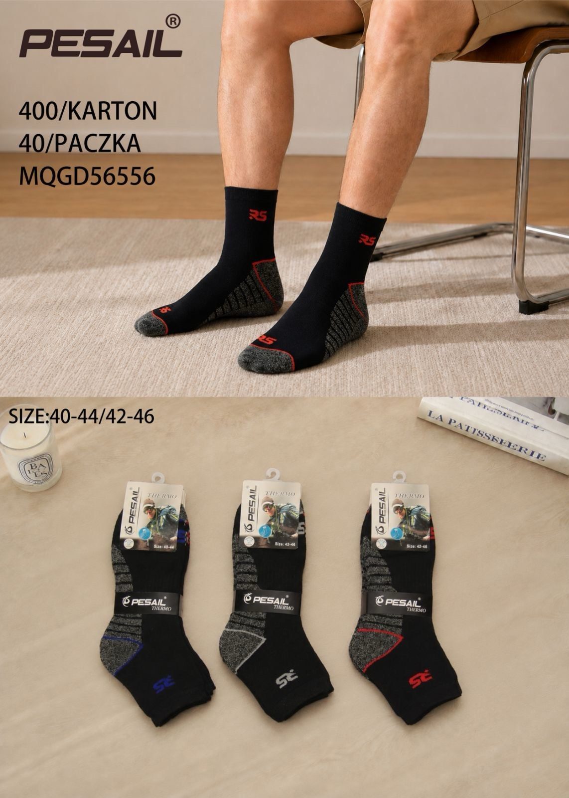 Skarpety MĘSKA .SIZE: 40-46_( 40PAR/PACZKA) KOLOR JAK NA ZDZIĘCIU 4361183