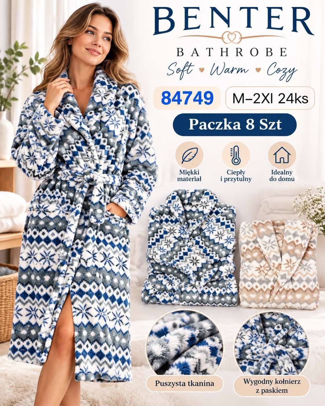 Szlafrok DAMSKA TURECKA_size m-2xl_paczka 8 szt_mixkolor 8311660
