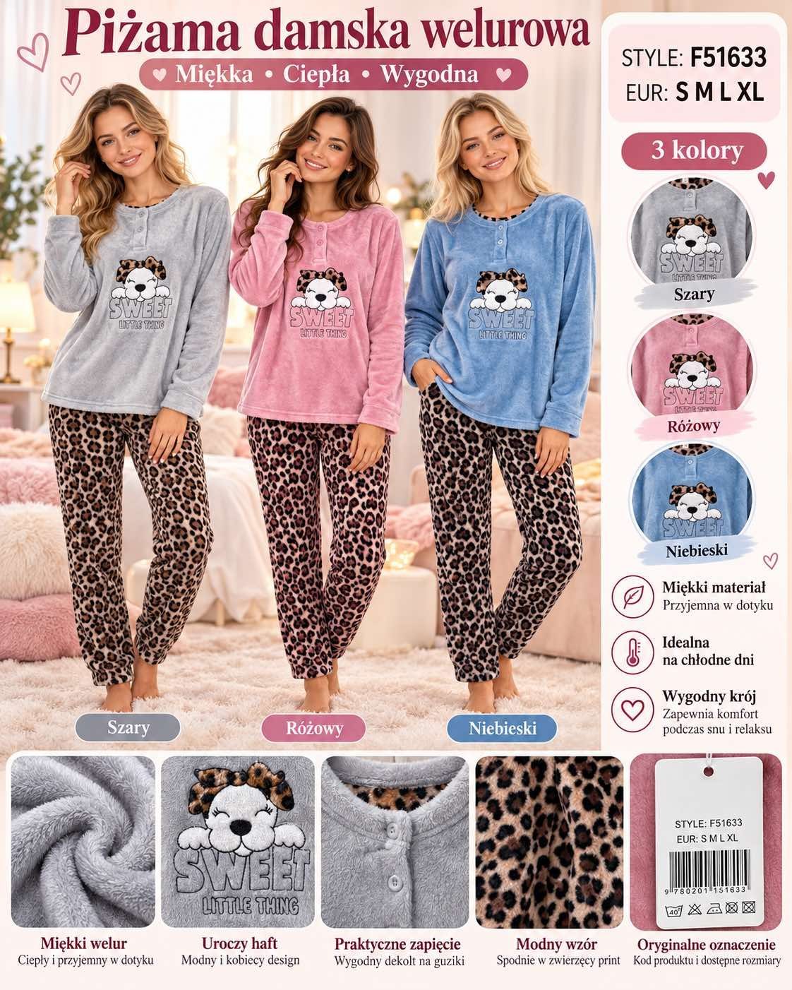 Piżamy DAMSKA TURECKA_size s-xl_paczka 15 szt_mixkolor 8513147