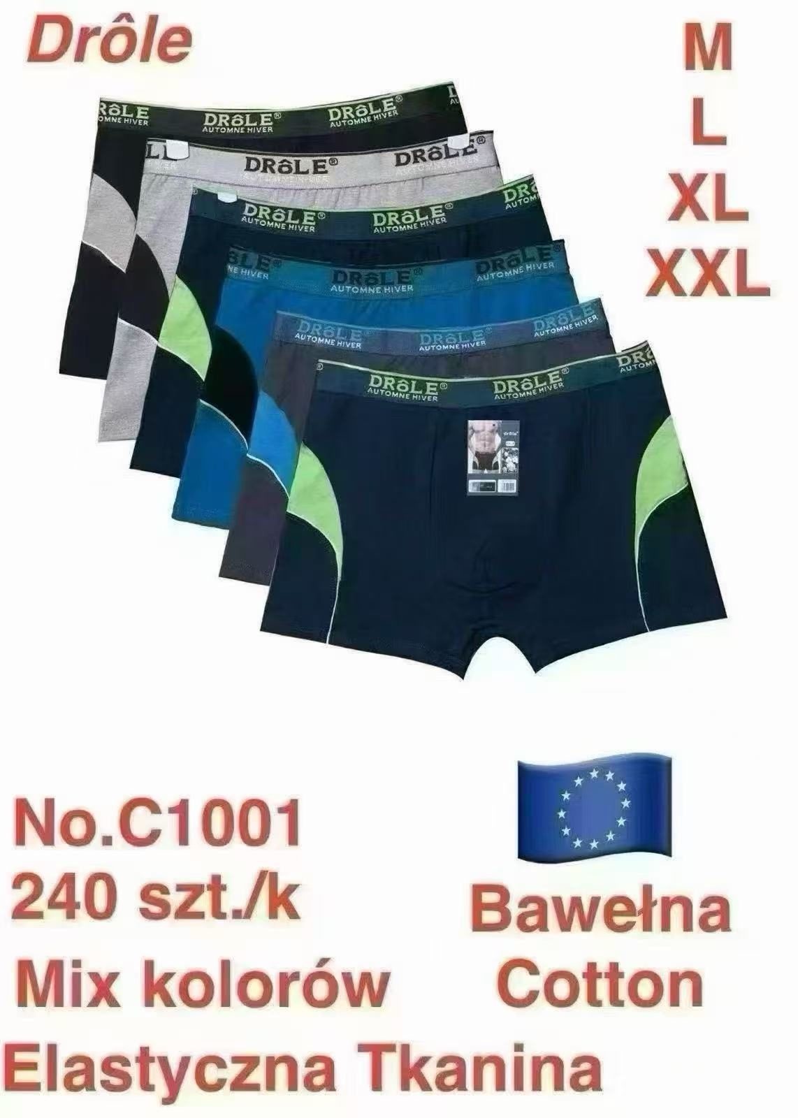 Bokserki MĘSKA size M-2XL _paczka 24szt_mix kolor 2082757