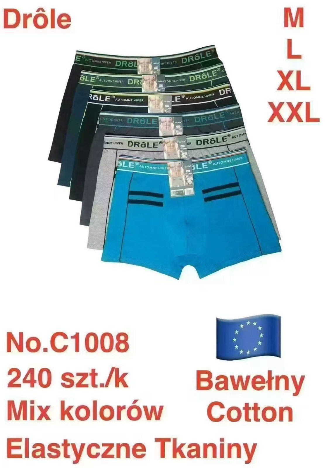 Bokserki MĘSKA size M-2XL _paczka 24szt_mix kolor 2082763
