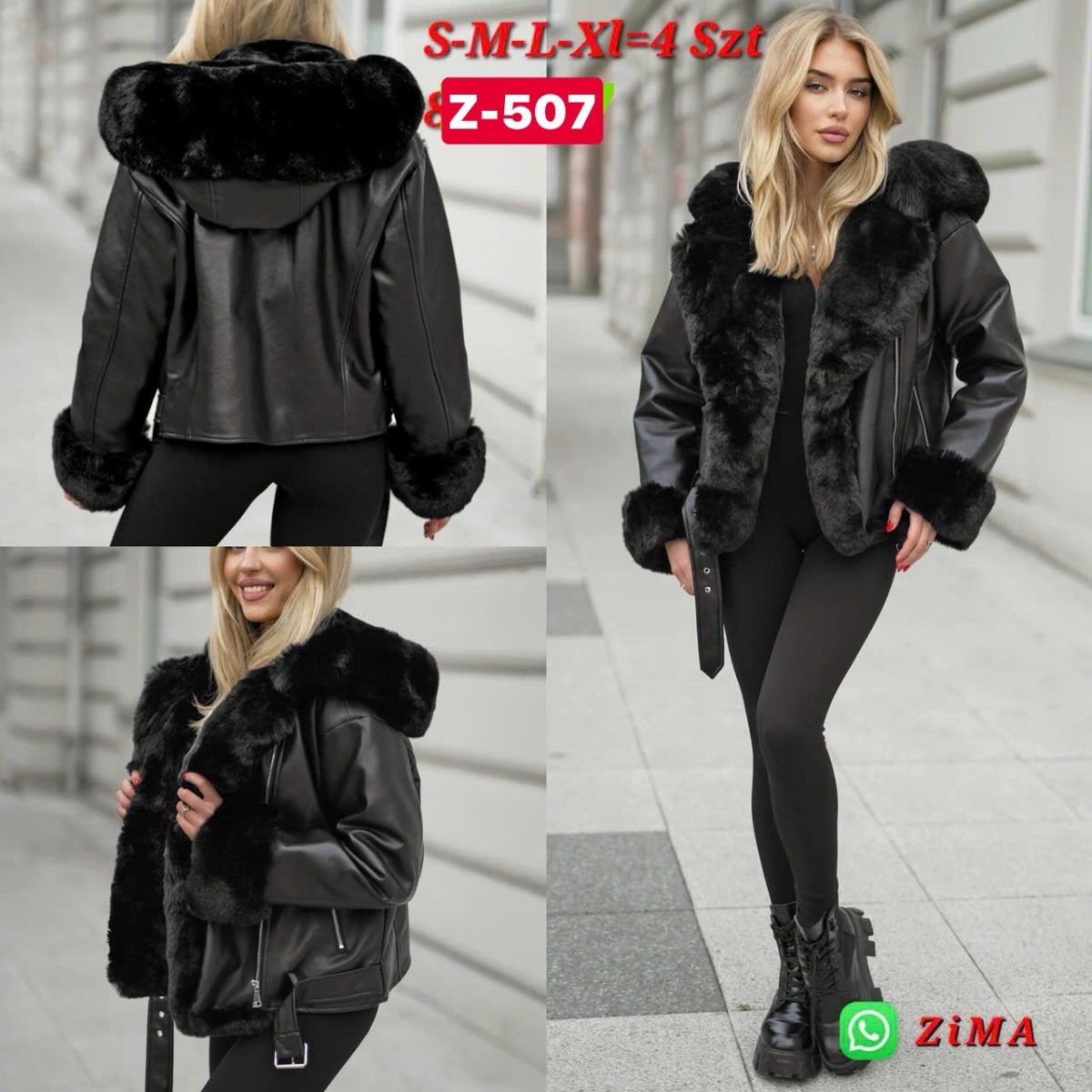 Kurtki skórzane Damskie  _size s-xl_paczka 4szt_1kolor 9627482