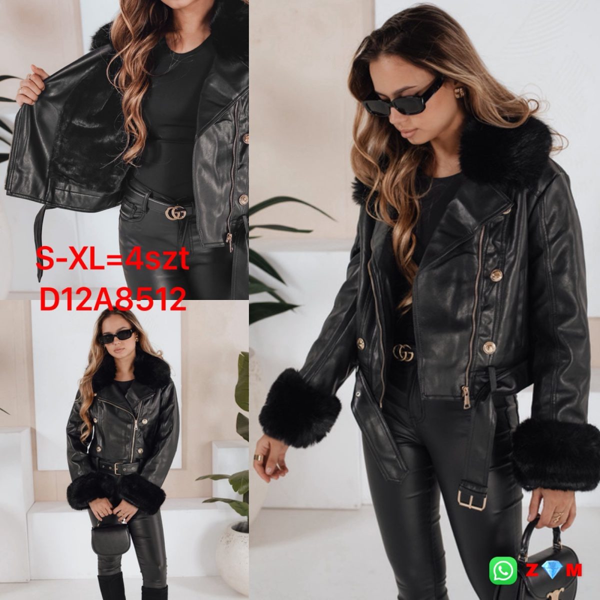Kurtki skórzane Damskie  _size s-xl_paczka 4szt_1kolor 9627516