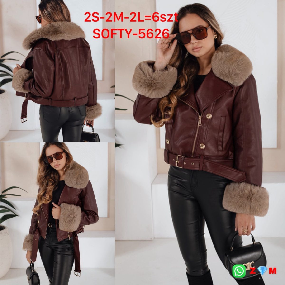 Kurtki skórzane Damskie  _size s-l_paczka 6szt_1kolor 9627521