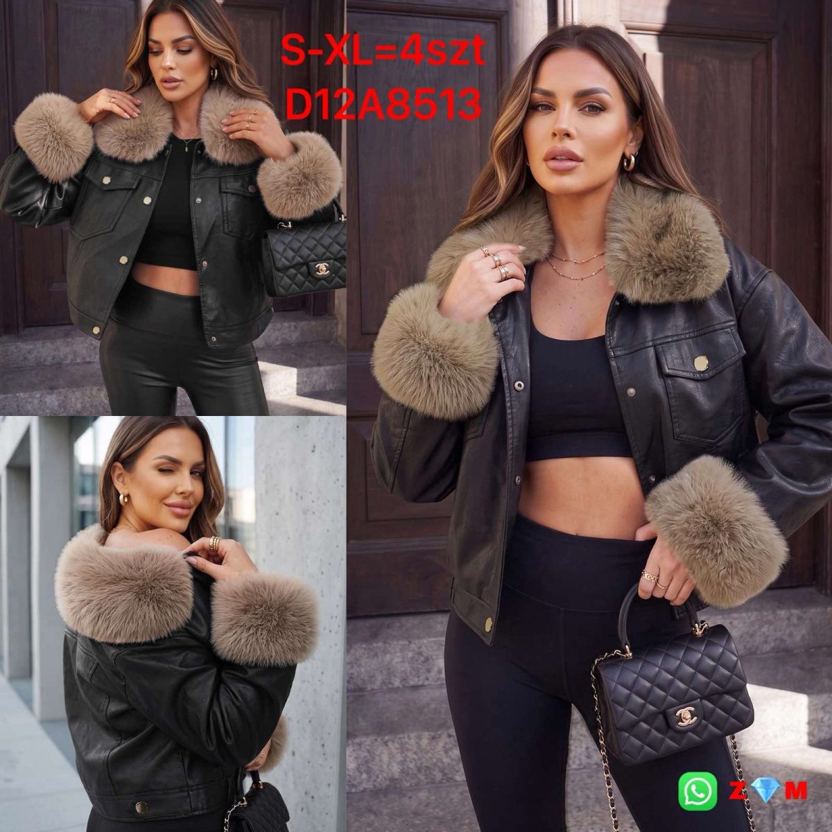 Kurtki skórzane Damskie  _size s-xl_paczka 4szt_1kolor 9627528
