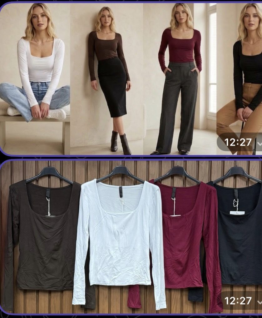 Bluzki Damskie wloskie _size uni_ paczka 6szt_ mix kolor 9445758