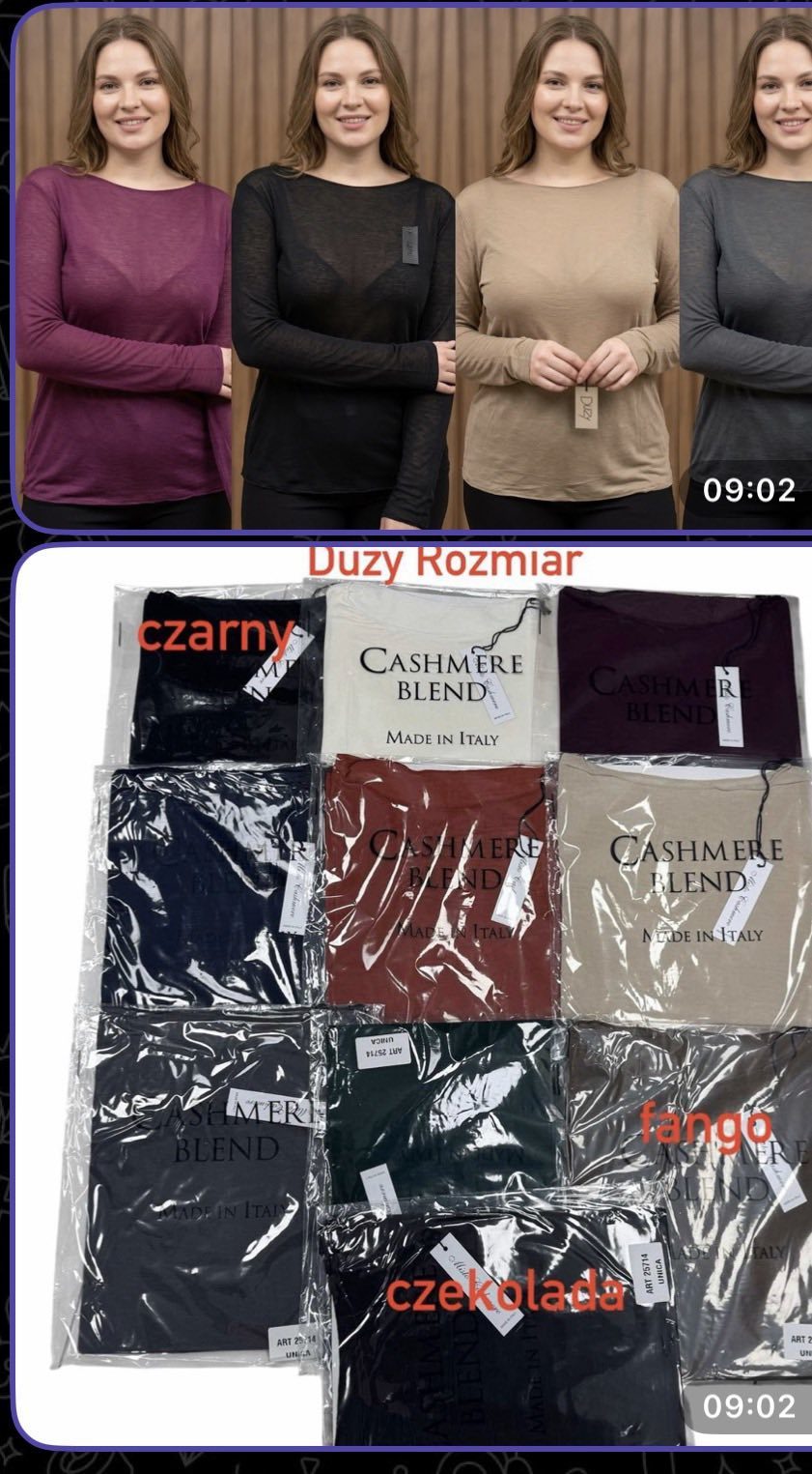 Bluzki Damskie wloskie _size uni_ paczka 6szt_ mix kolor 9445773