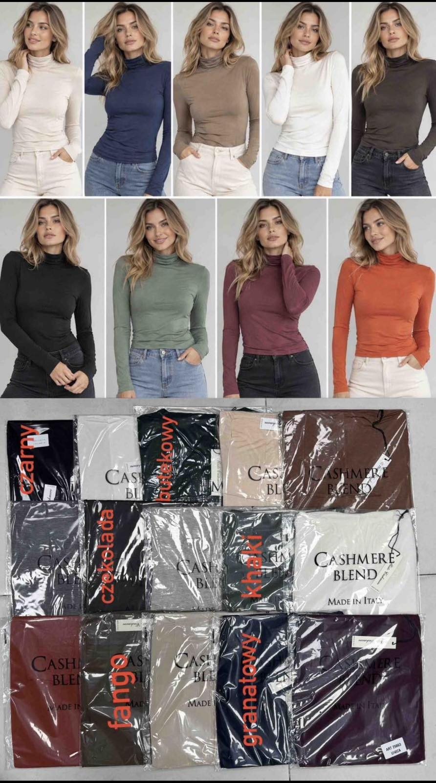 Bluzki Damskie wloskie _size uni_ paczka 6szt_ mix kolor 9445775