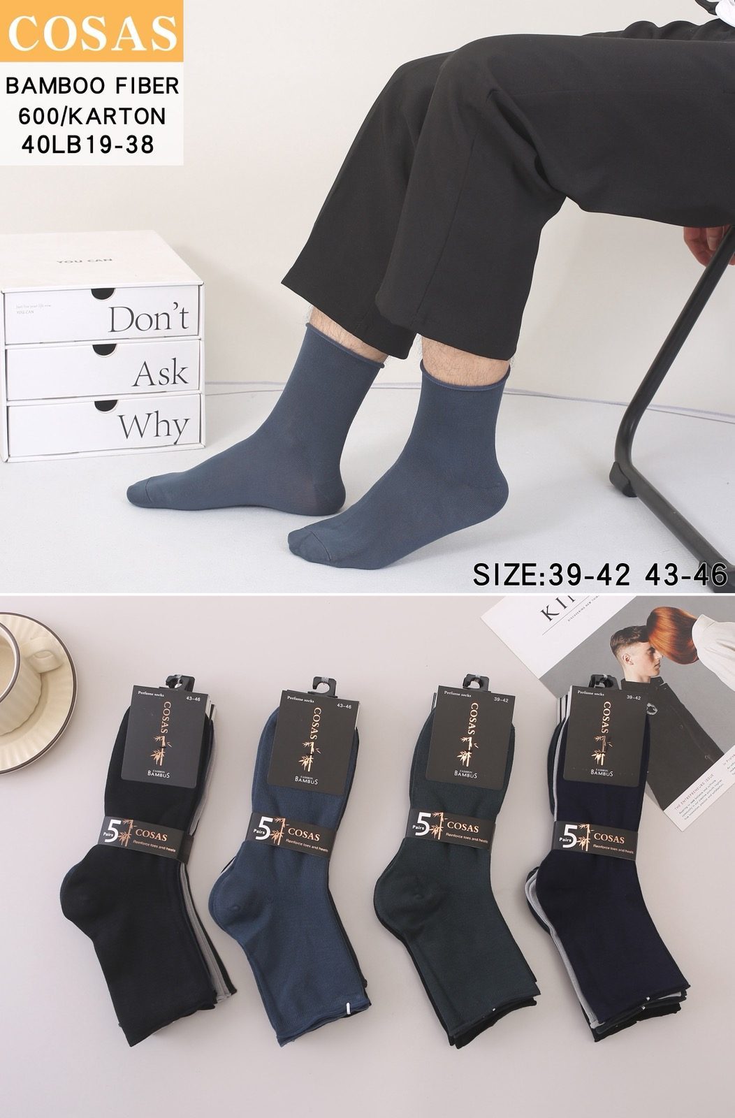 SKARPETY MĘSKA .SIZE: 39-46_ (40PAR/PACZKA) KOLOR JAK NA ZDZIĘCIU 2752903