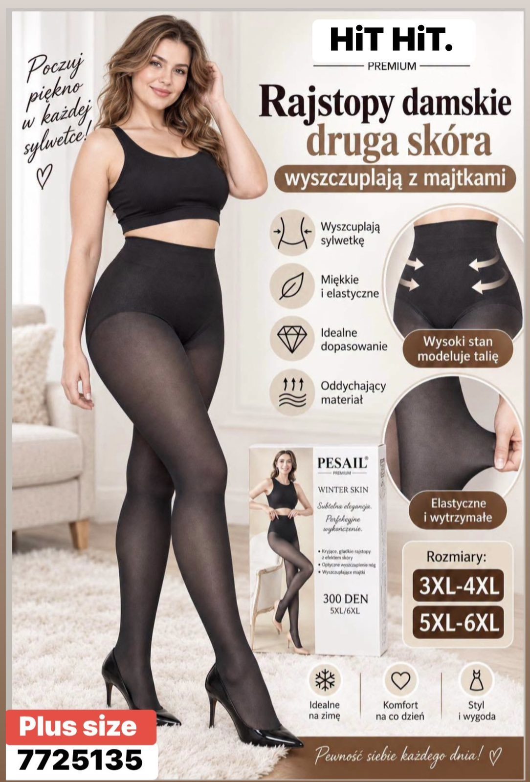 Rajstopy DAMSKA _size 3-6xl _paczka 12szt_1kolor 2496638