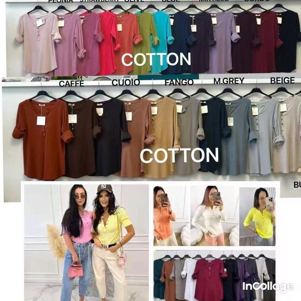 Bluzki Damskie wloskie _size uni_ paczka 6szt_ mix kolor 2305657