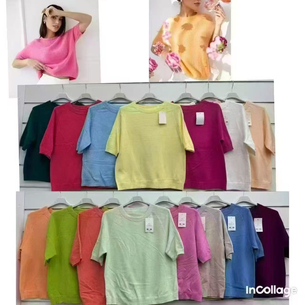 Bluzki Damskie wloskie _size uni_ paczka 6szt_ mix kolor 2305663