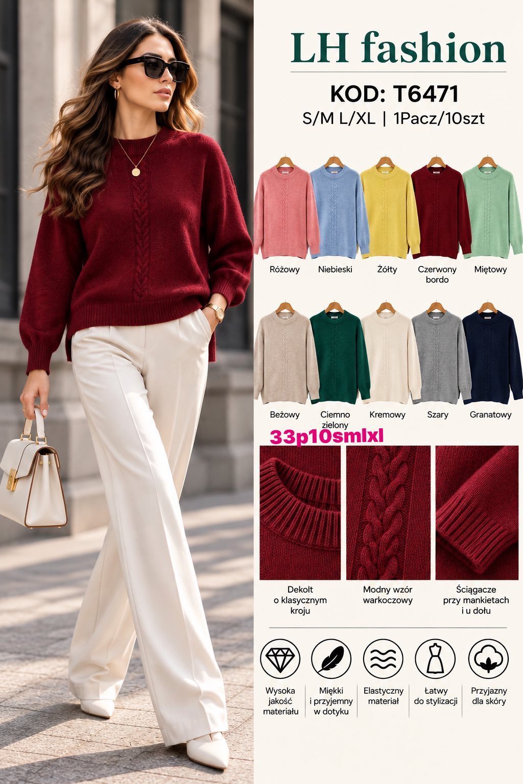 Swetry DAMSKA _size s-xl _paczka 10szt_mix kolor 2305730