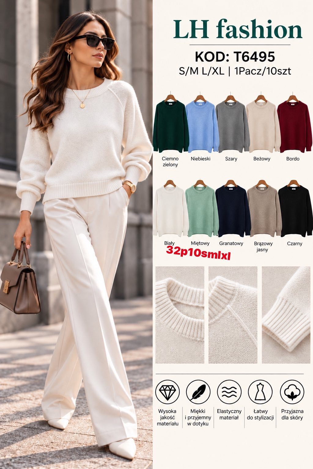 Swetry DAMSKA _size s-xl _paczka 10szt_mix kolor 2305732