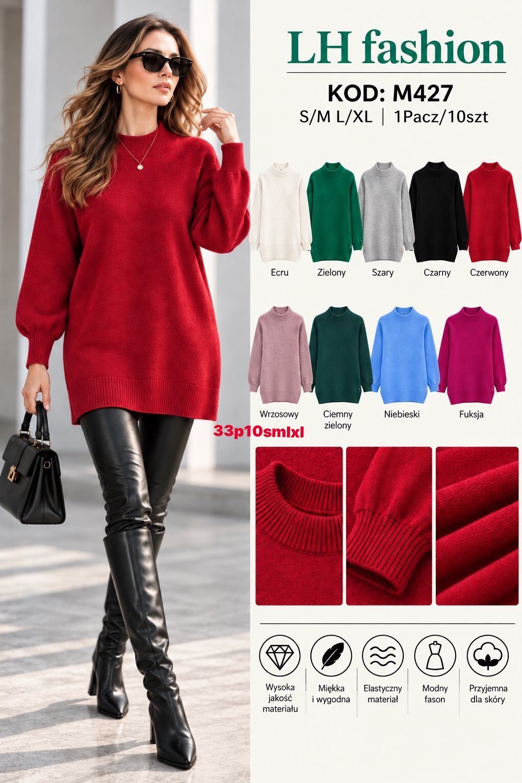 Swetry DAMSKA _size s-xl _paczka 10szt_mix kolor 2305733