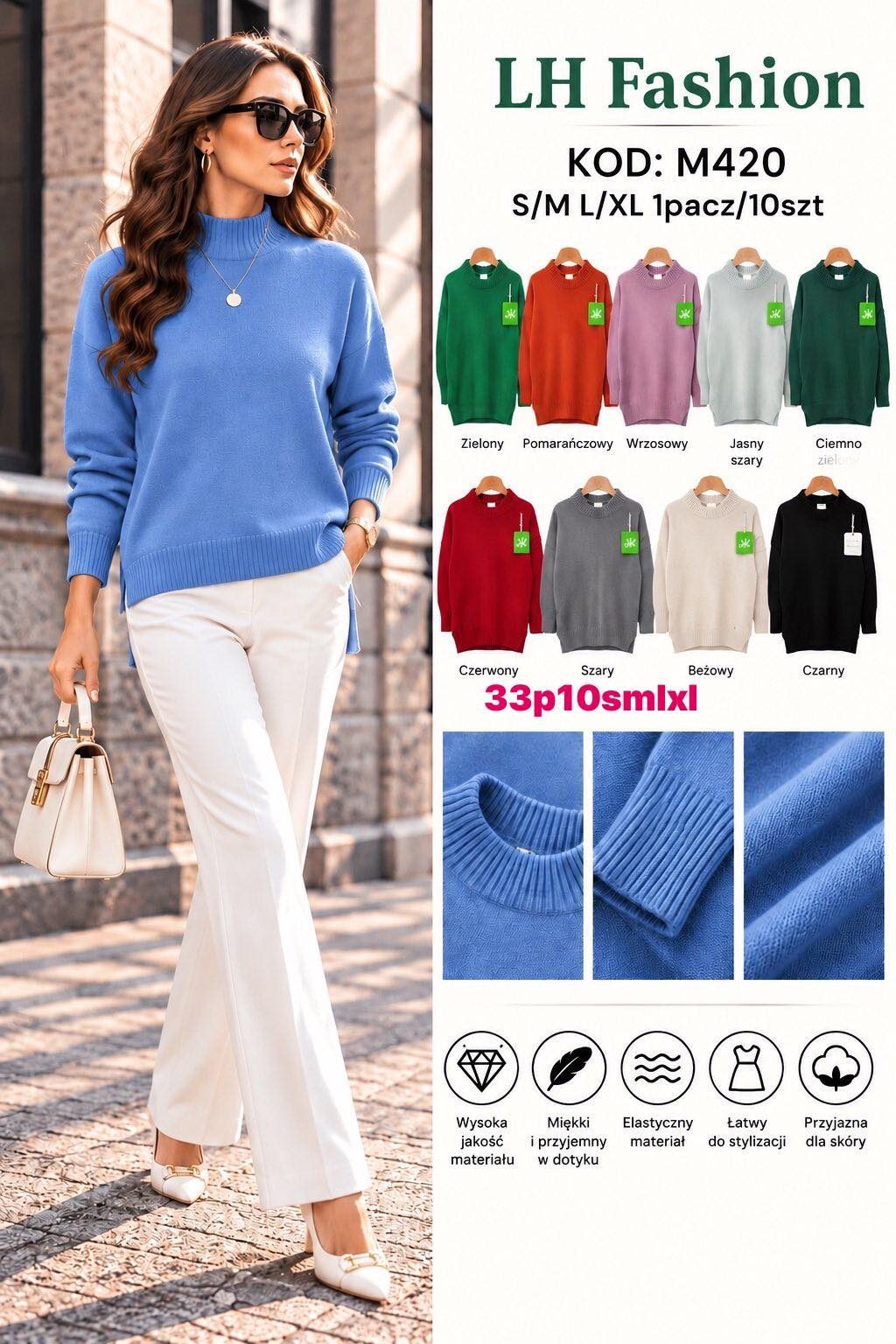 Swetry DAMSKA _size s-xl _paczka 10szt_mix kolor 2305743