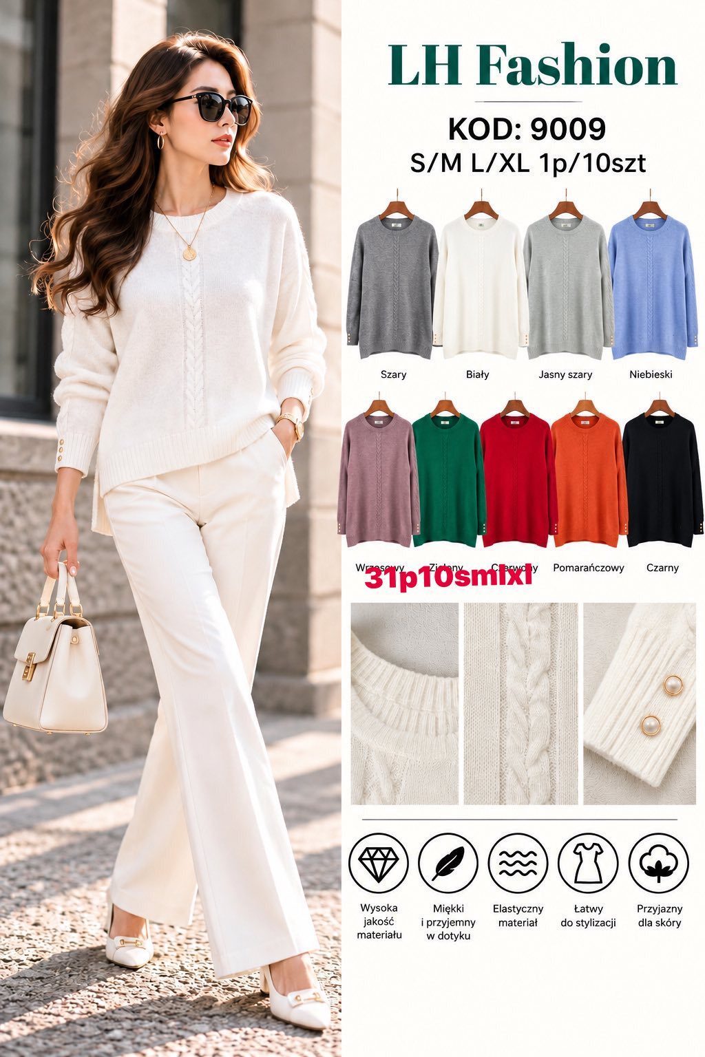 Swetry DAMSKA _size s-xl _paczka 10szt_mix kolor 2305746