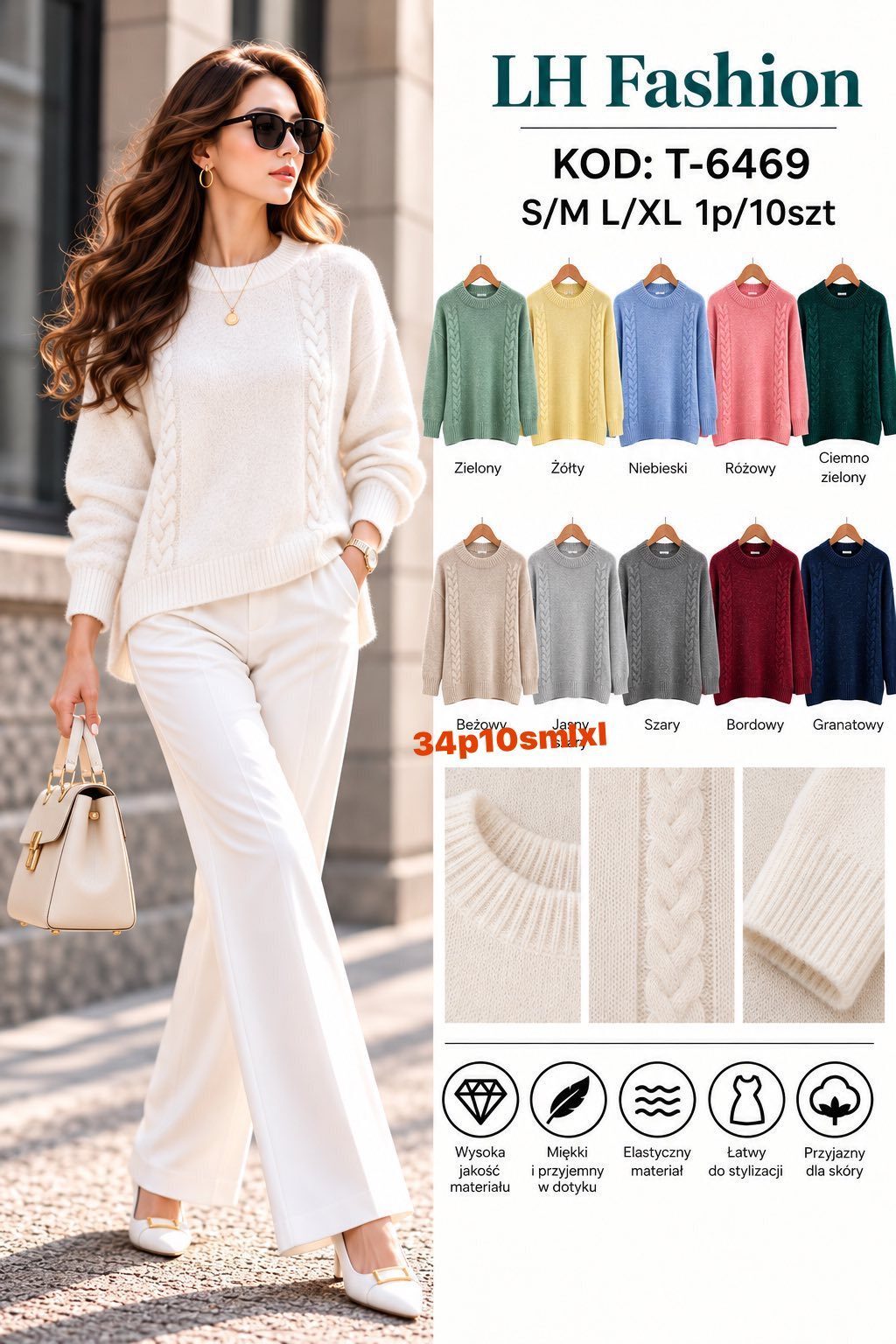 Swetry DAMSKA _size s-xl _paczka 10szt_mix kolor 2305747