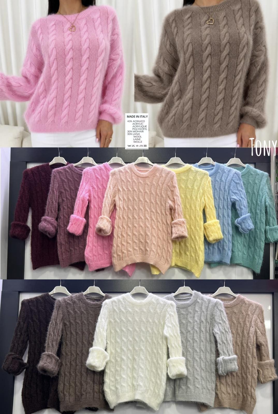 Swetry Damskie wloskie _size uni_ paczka 6szt_ mix kolor 2305754