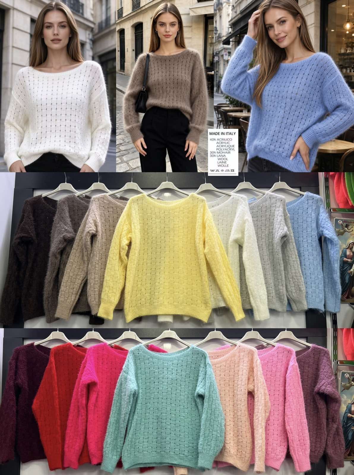 Swetry Damskie wloskie _size uni_ paczka 6szt_ mix kolor 2305755