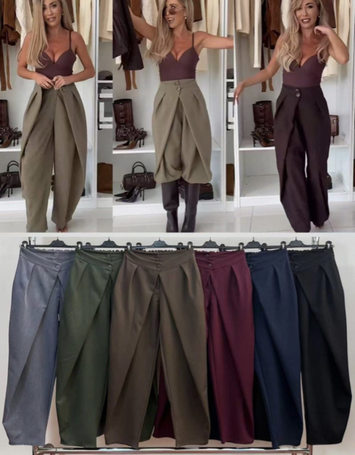 Spodnie Damskie wloskie _size uni_ paczka 6szt_ mix kolor 2305776
