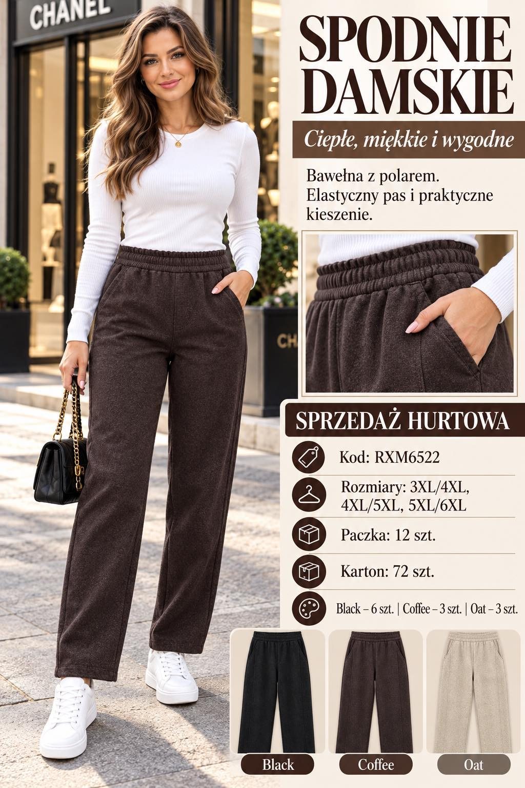 Spodnie DAMSKA TURECKA_size 3-6xl_paczka 12 szt_mixkolor 2305829