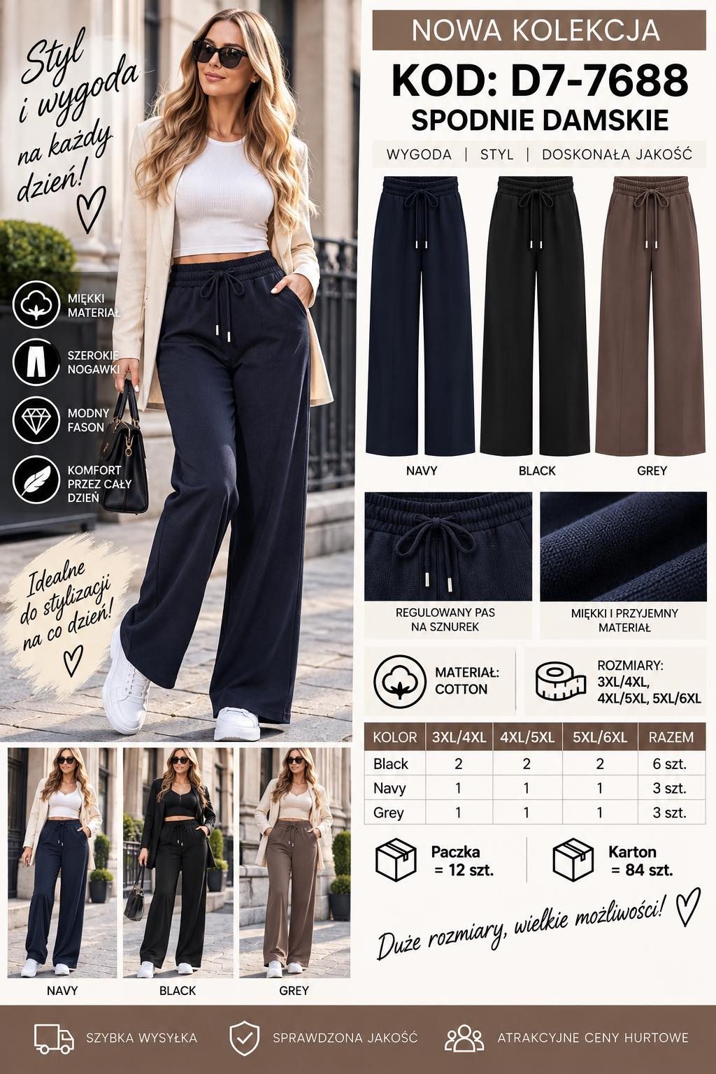 Spodnie DAMSKA TURECKA_size 3-6xl_paczka 12 szt_mixkolor 2305847
