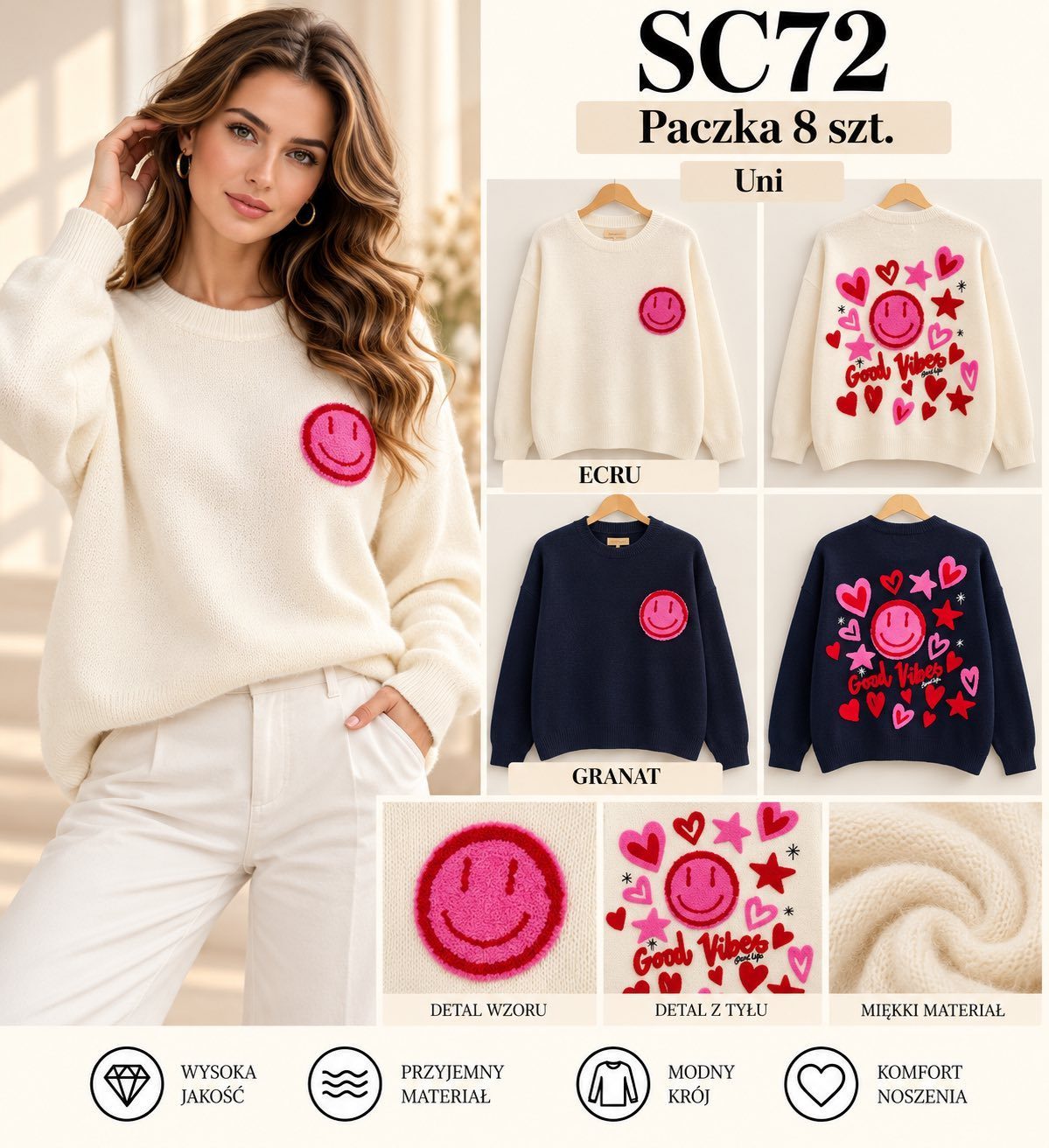 Swetry DAMSKA TURECKA_size uni_paczka 8 szt_mixkolor 2305867