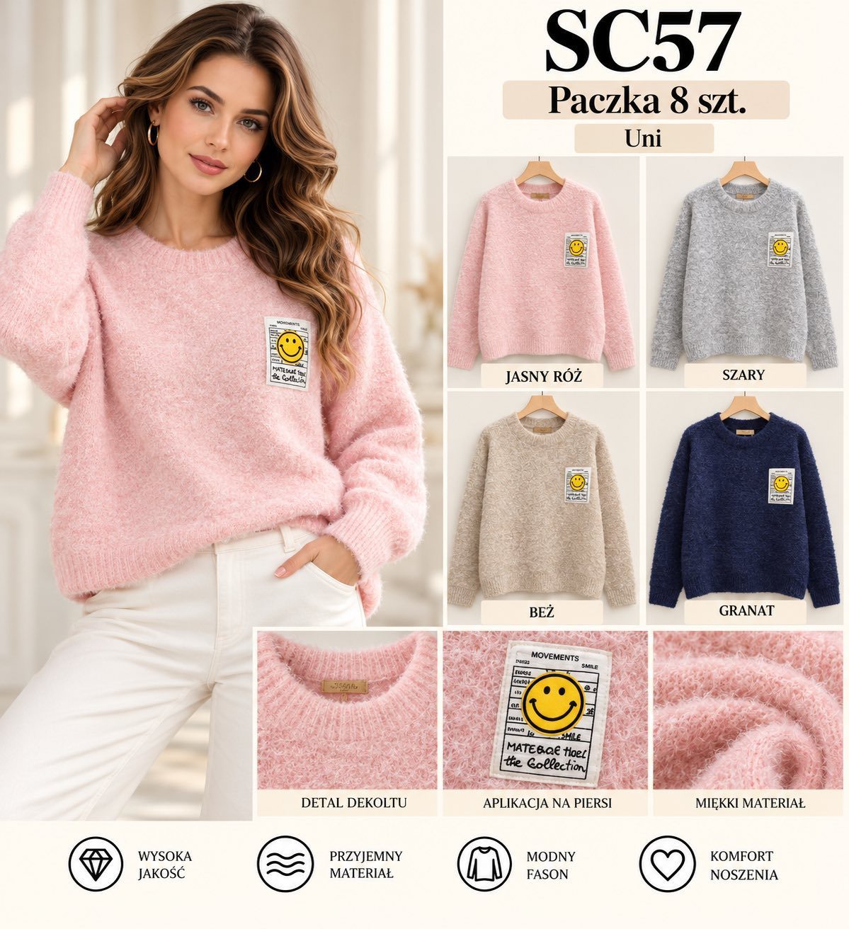 Swetry DAMSKA TURECKA_size uni_paczka 8 szt_mixkolor 2305871