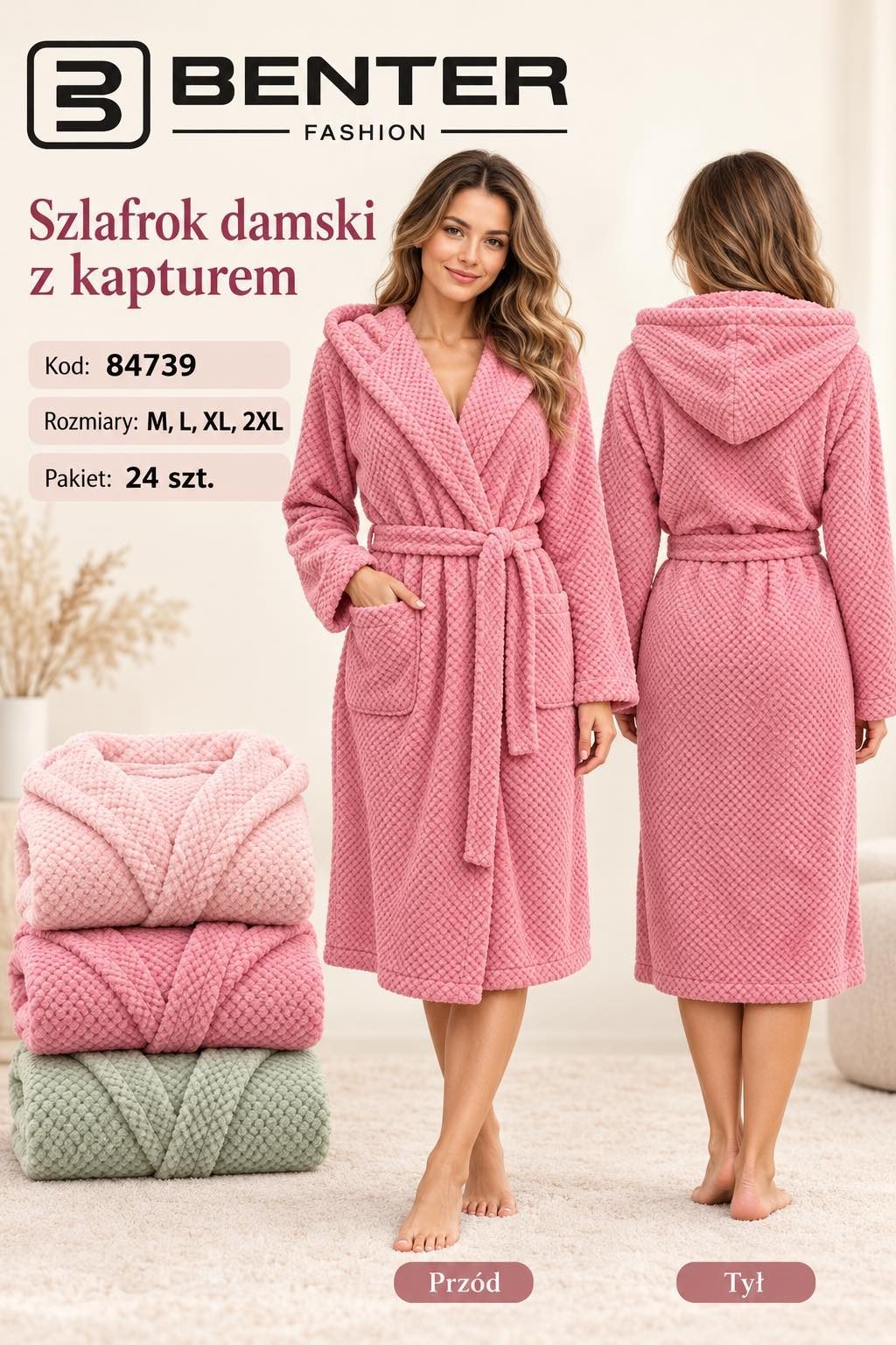 Szlafrok DAMSKA TURECKA_size m-2xl_paczka 12 szt_mixkolor 7615242