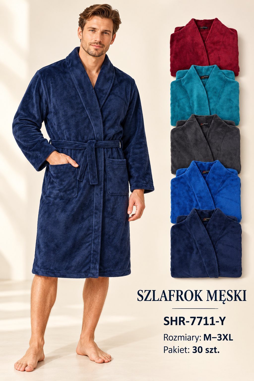 Szlafrok MĘSKA_size m-3xl_paczka 10 szt_mixkolor 7615251