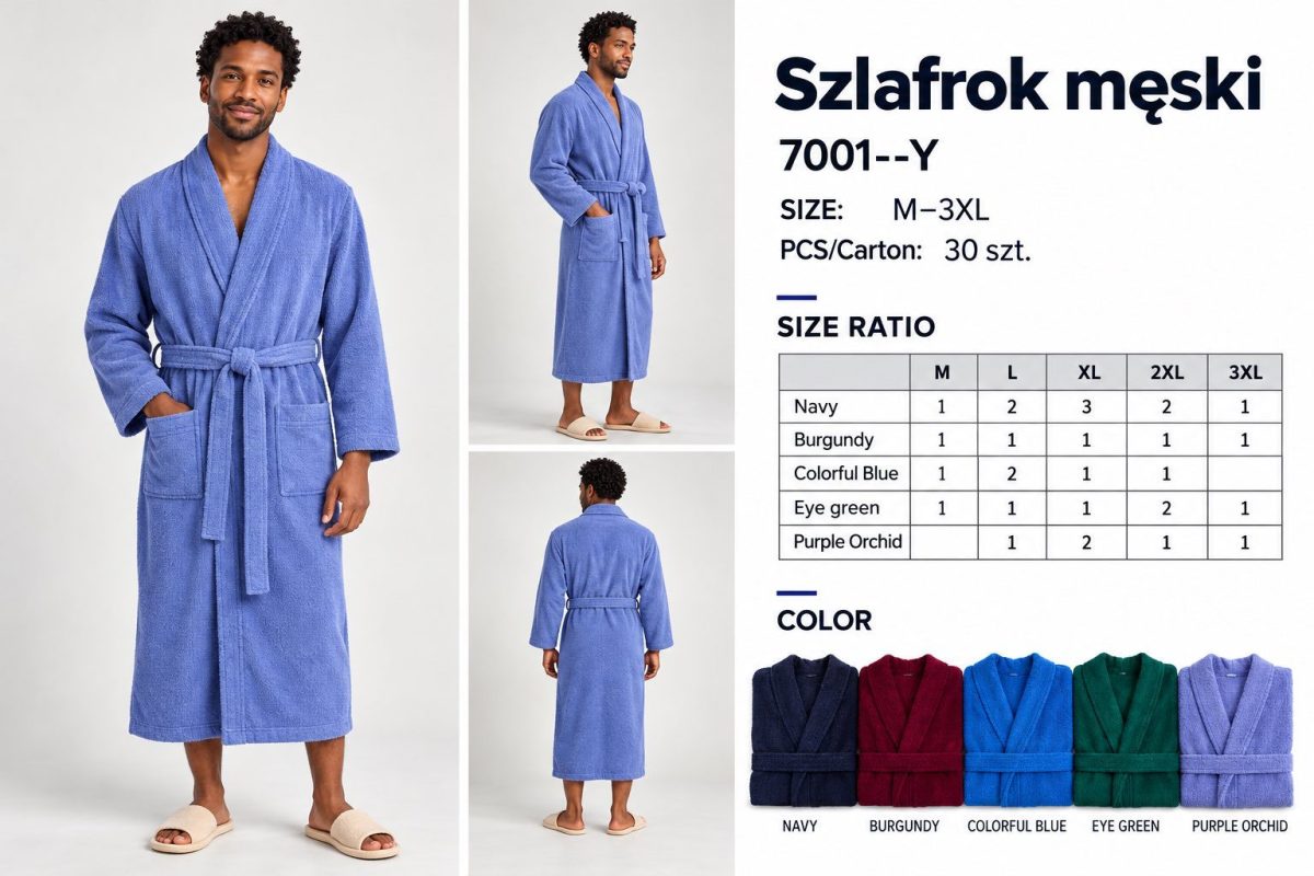 Szlafrok MĘSKA_size m-3xl_paczka 10 szt_mixkolor 7615252