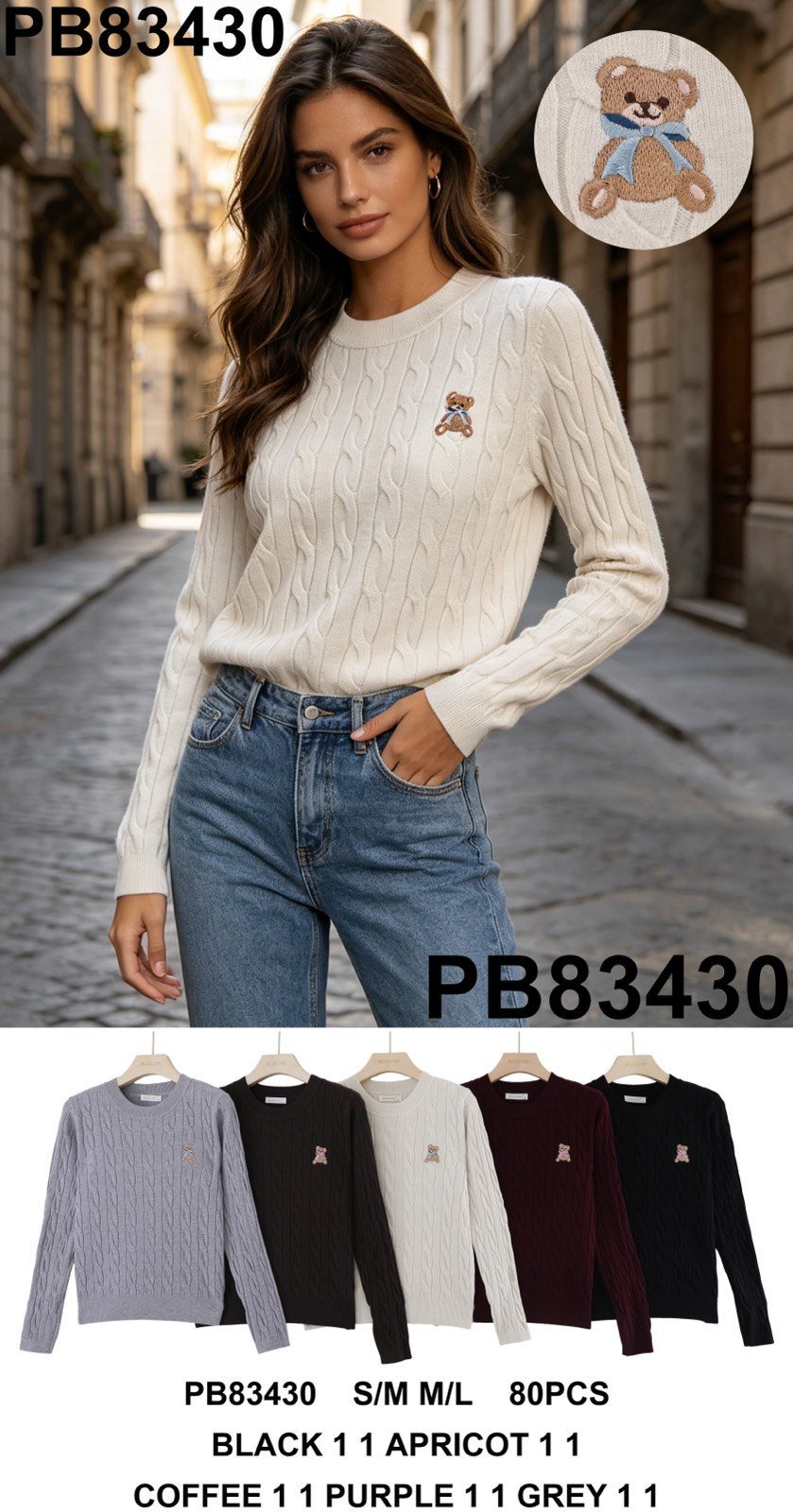 Swetry DAMSKA TURECKA_size s-l_paczka 10 szt_mixkolor 7615326