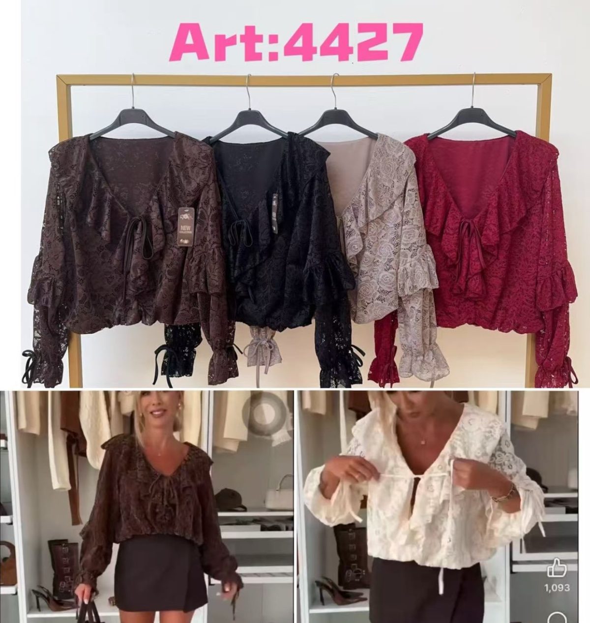 Bluzki Damskie wloskie _size uni_ paczka 6szt_ mix kolor 7615384