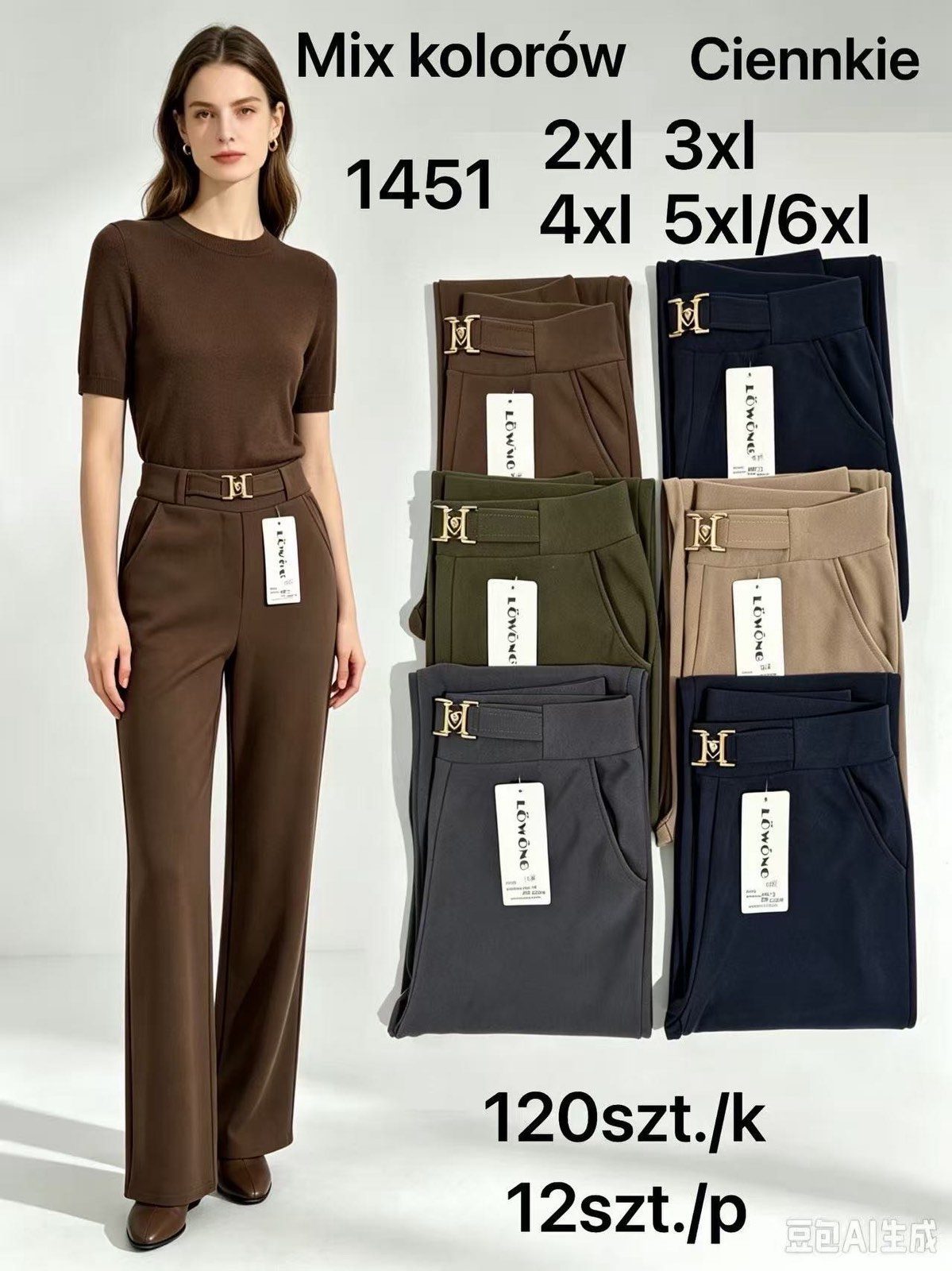 Spodnie DAMSKA _size 2-6xl _paczka 12szt_mix kolor 8384159