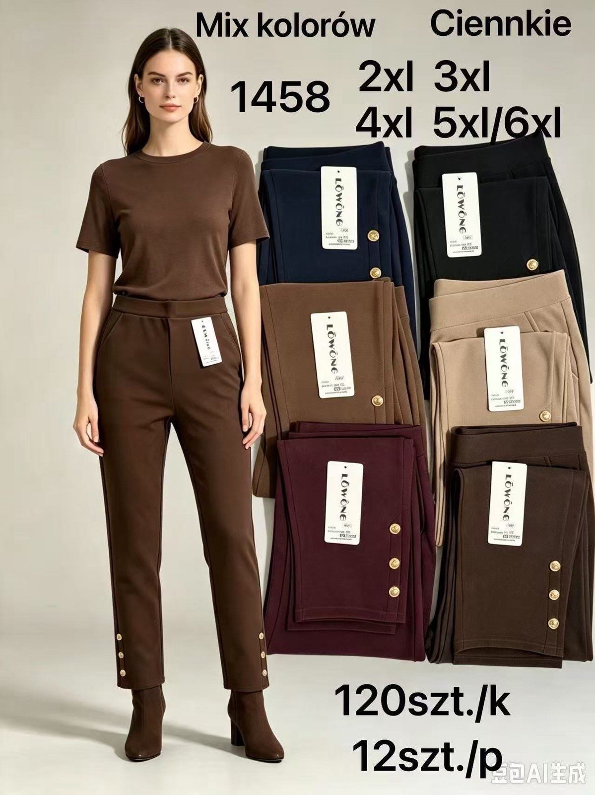 Spodnie DAMSKA _size 2-6xl _paczka 12szt_mix kolor 8384163