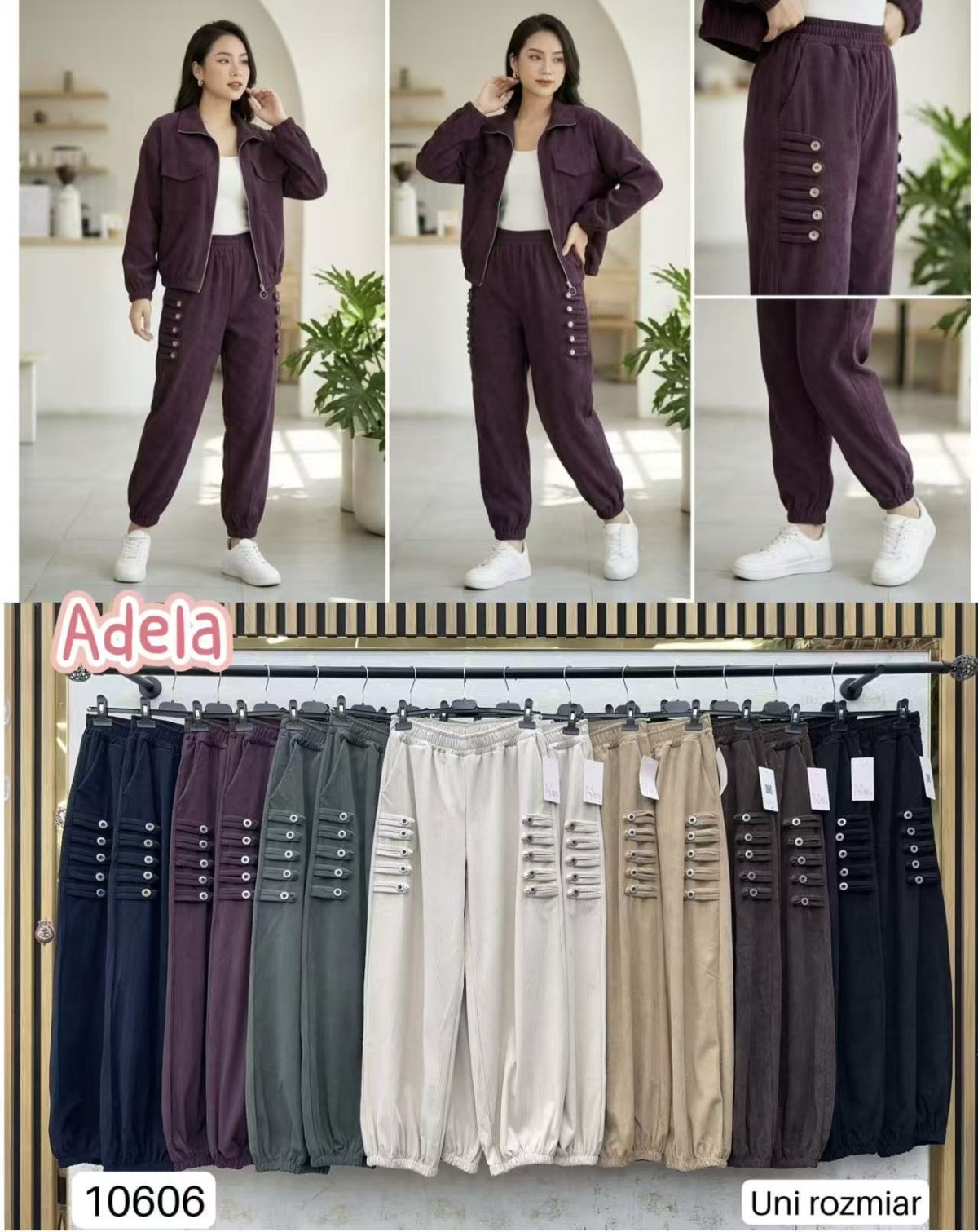 Spodnie Damskie wloskie _size uni_ paczka 6szt_ mix kolor 3027519