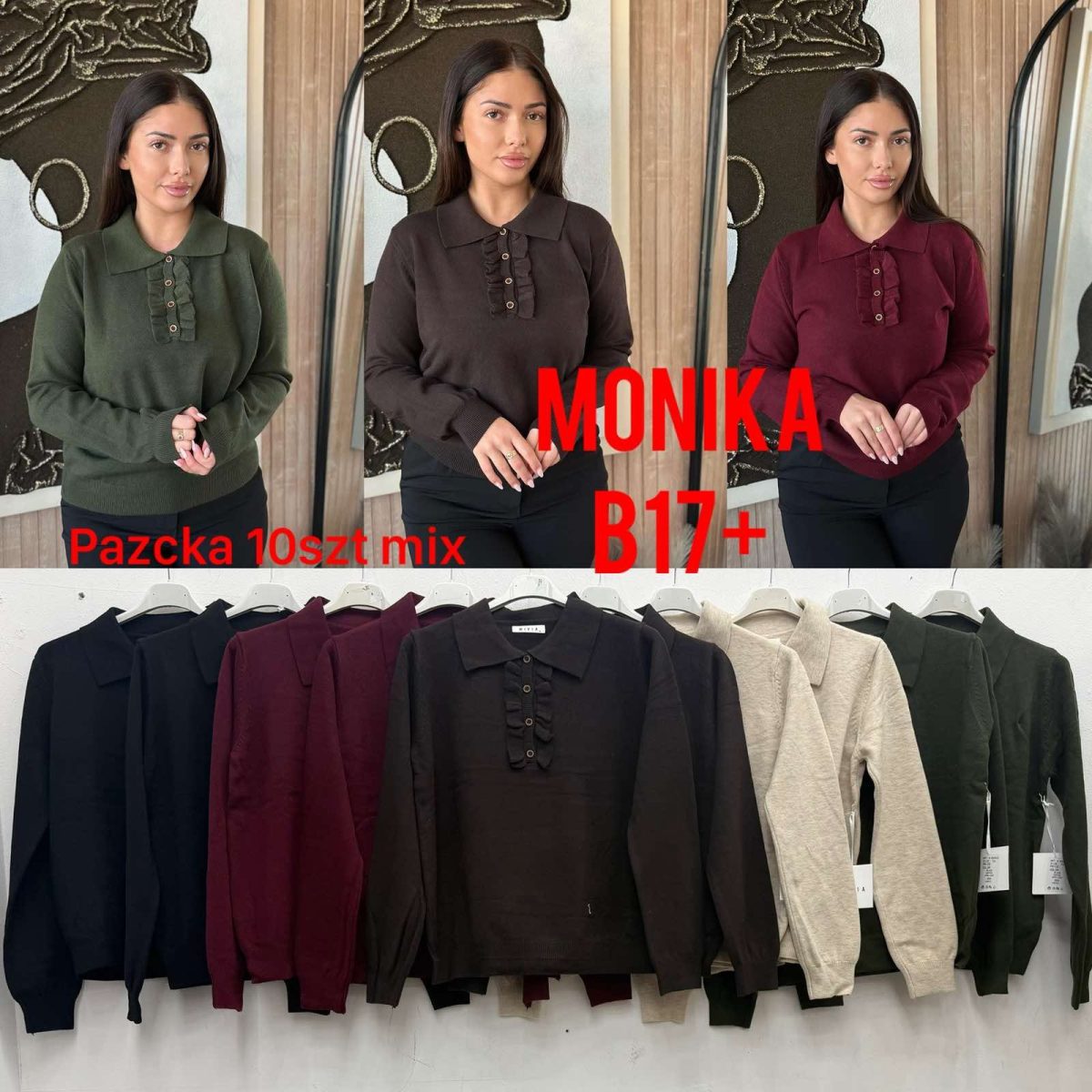 Swetry Damskie wloskie _size uni_ paczka 10szt_ mix kolor 3027609