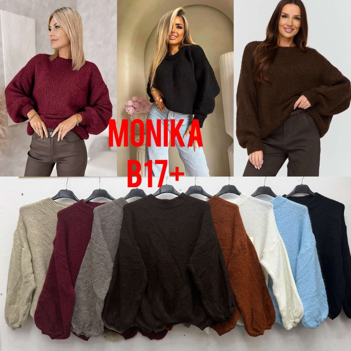 Swetry Damskie wloskie _size uni_ paczka 6szt_ mix kolor 3027614