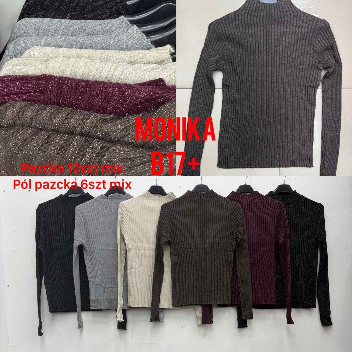 Swetry Damskie wloskie _size uni_ paczka 6szt_ mix kolor 3027616