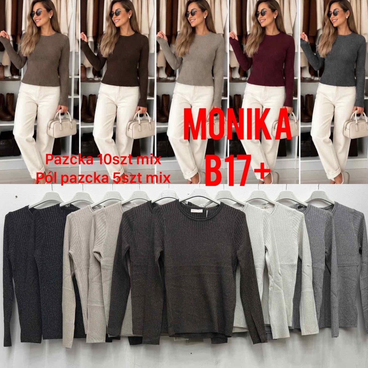 Swetry Damskie wloskie _size uni_ paczka 10szt_ mix kolor 3027619