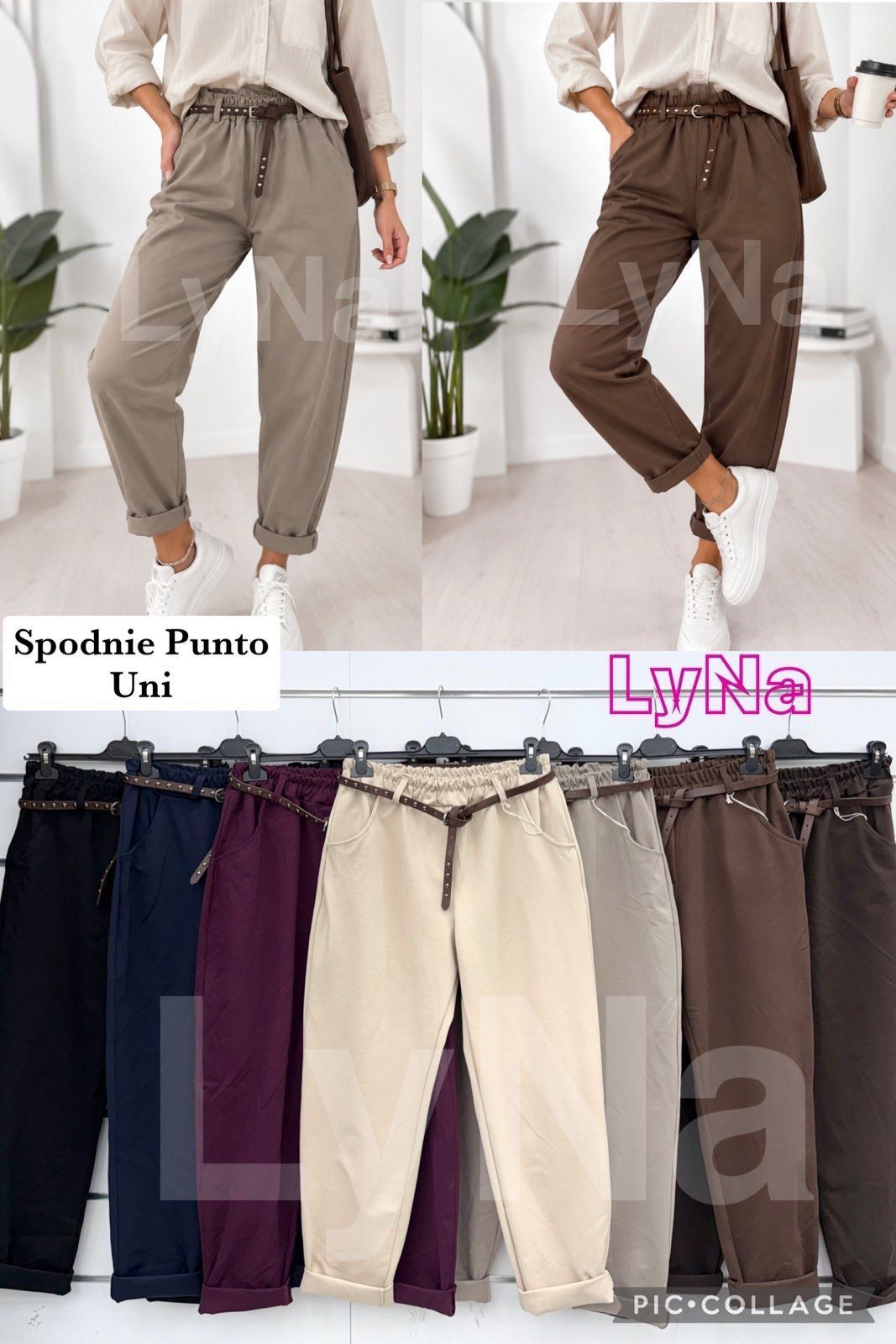 Spodnie Damskie wloskie _size uni_ paczka 6szt_ mix kolor 3027684
