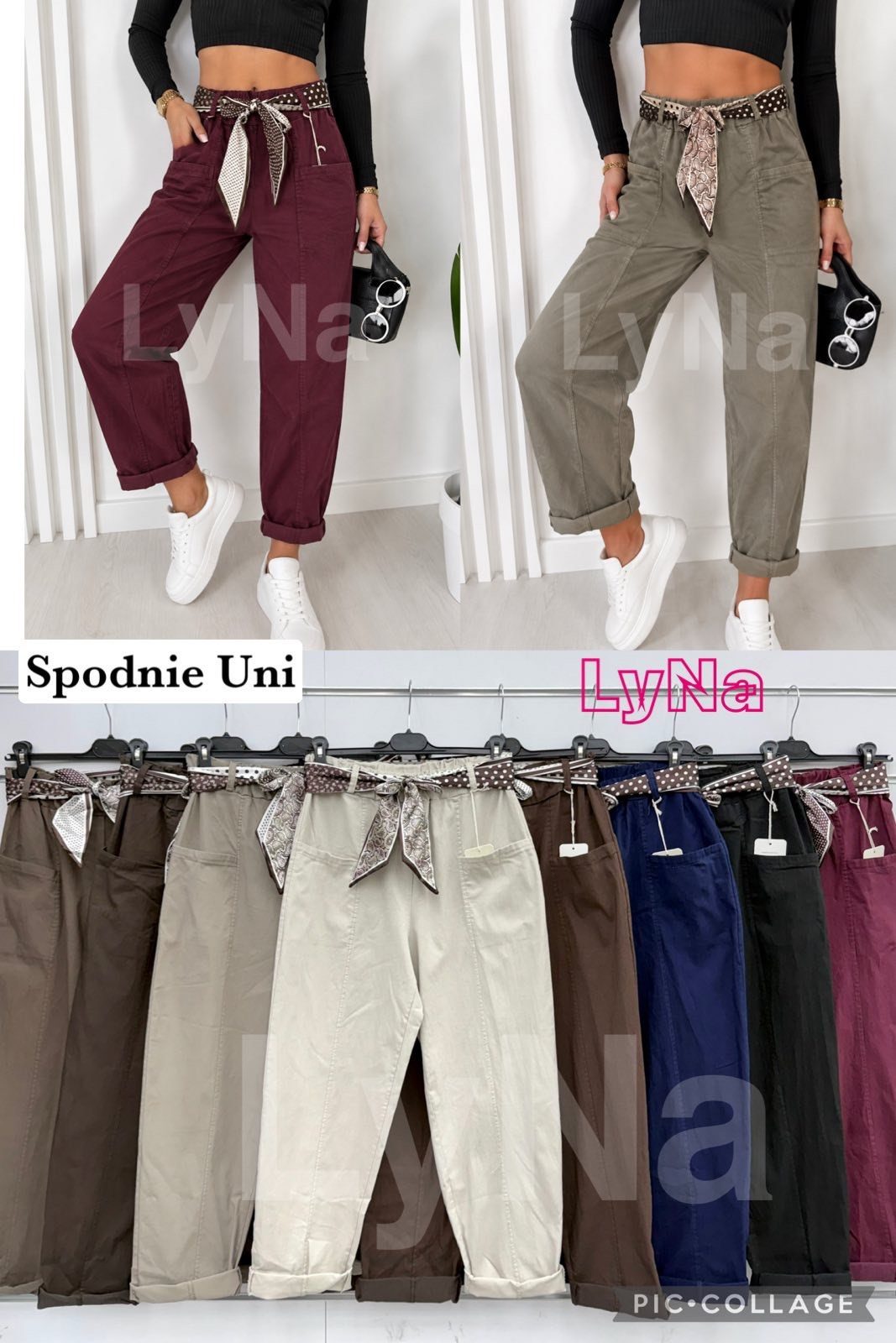 Spodnie Damskie wloskie _size uni_ paczka 6szt_ mix kolor 3027692