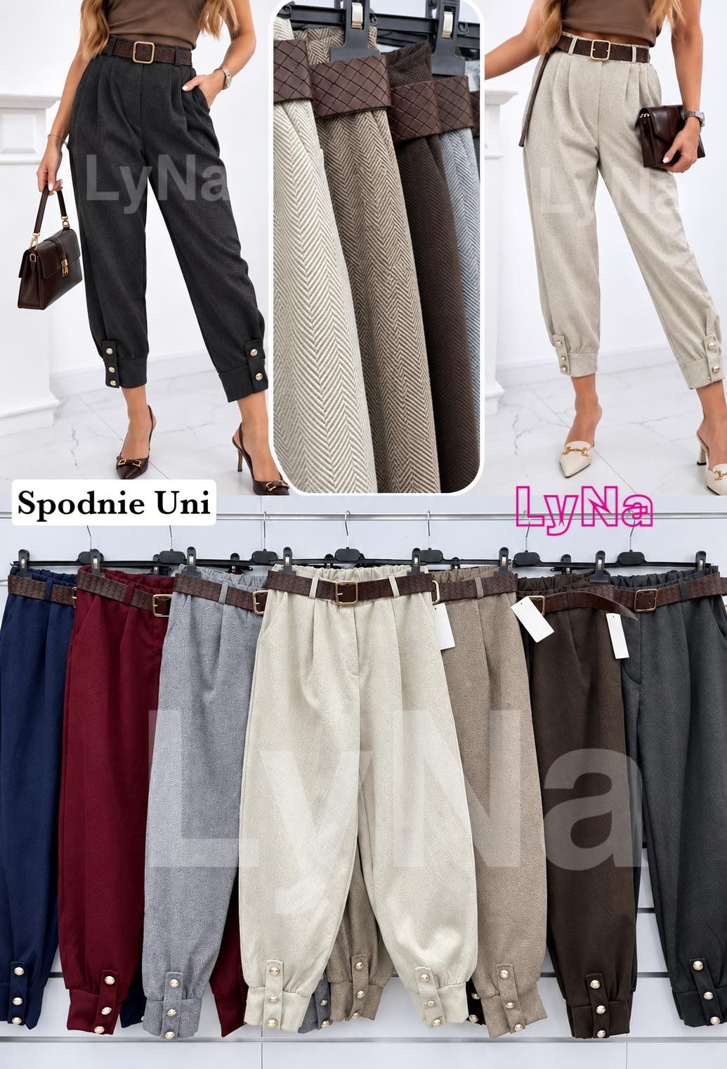 Spodnie Damskie wloskie _size uni_ paczka 6szt_ mix kolor 3027705