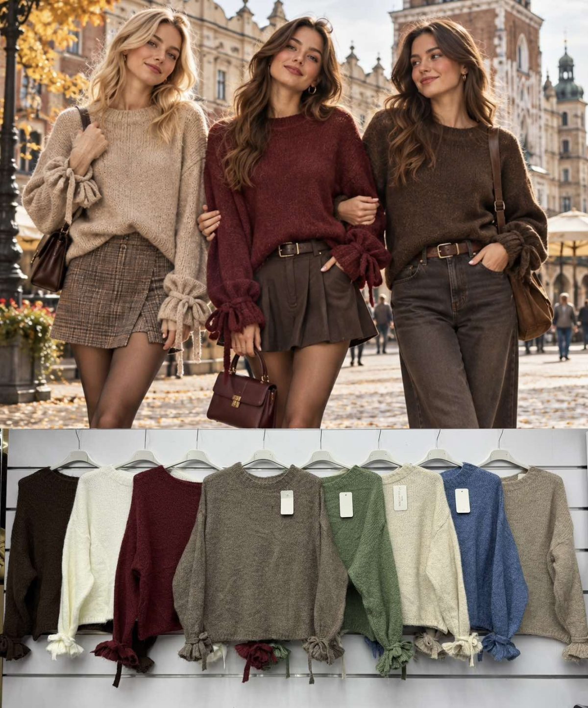 Swetry Damskie wloskie _size uni_ paczka 6szt_ mix kolor 6001405