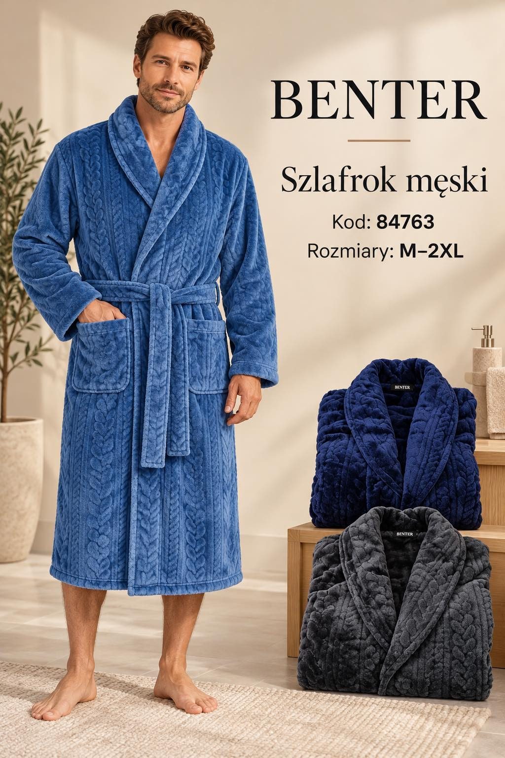 Szlafrok MĘSKA_size m-2xl_paczka 12 szt_mixkolor 4181028