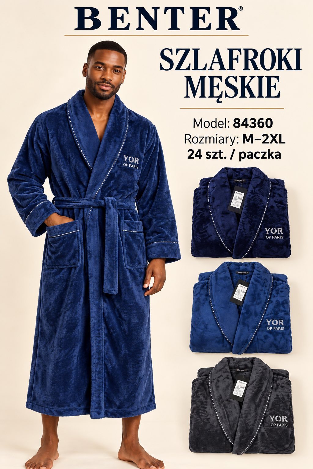 Szlafrok MĘSKA_size m-2xl_paczka 12 szt_mixkolor 4181061