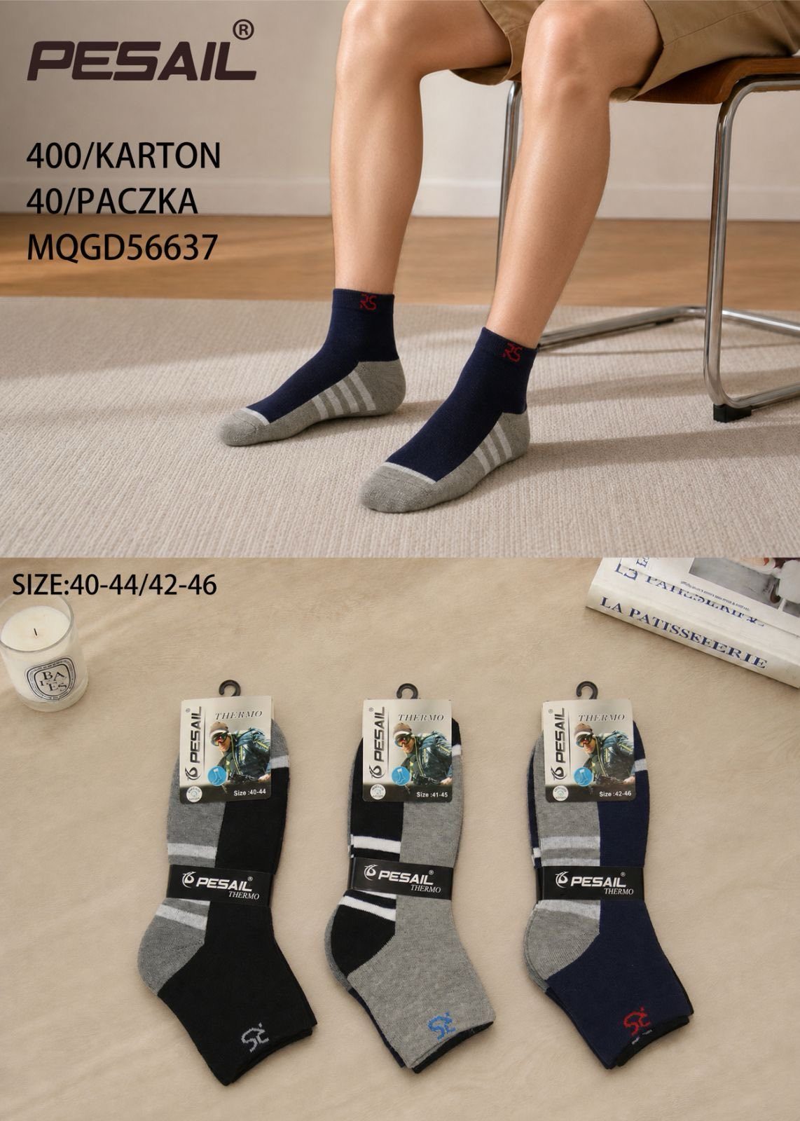 SKARPETY MĘSKA .SIZE:40-46_ (40PAR/PACZKA) KOLOR JAK NA ZDZIĘCIU 1092859